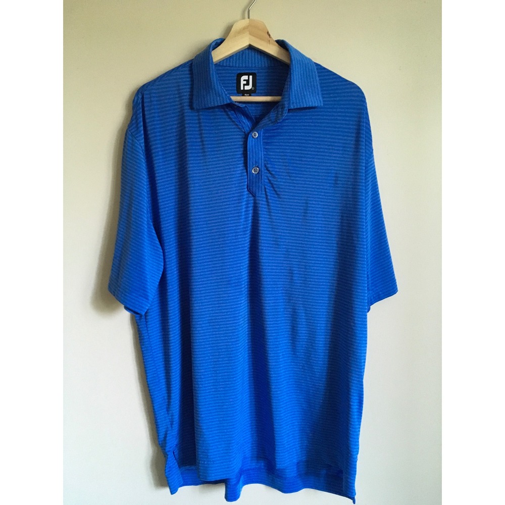 FootJoy Mens ProDry Golf preppy Polo Shirt Blue Striped Short Sleeve Size Large